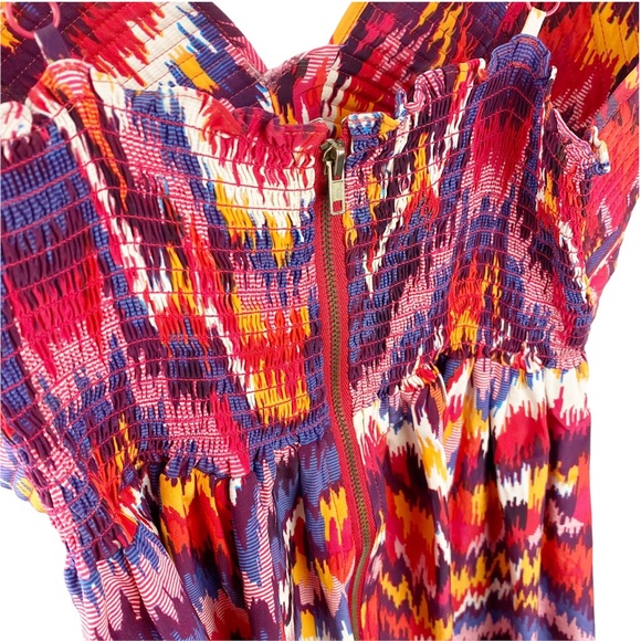Parker Aztec Spaghetti Strap Silk Ikat Mini Dress Size Small - Picture 5 of 9